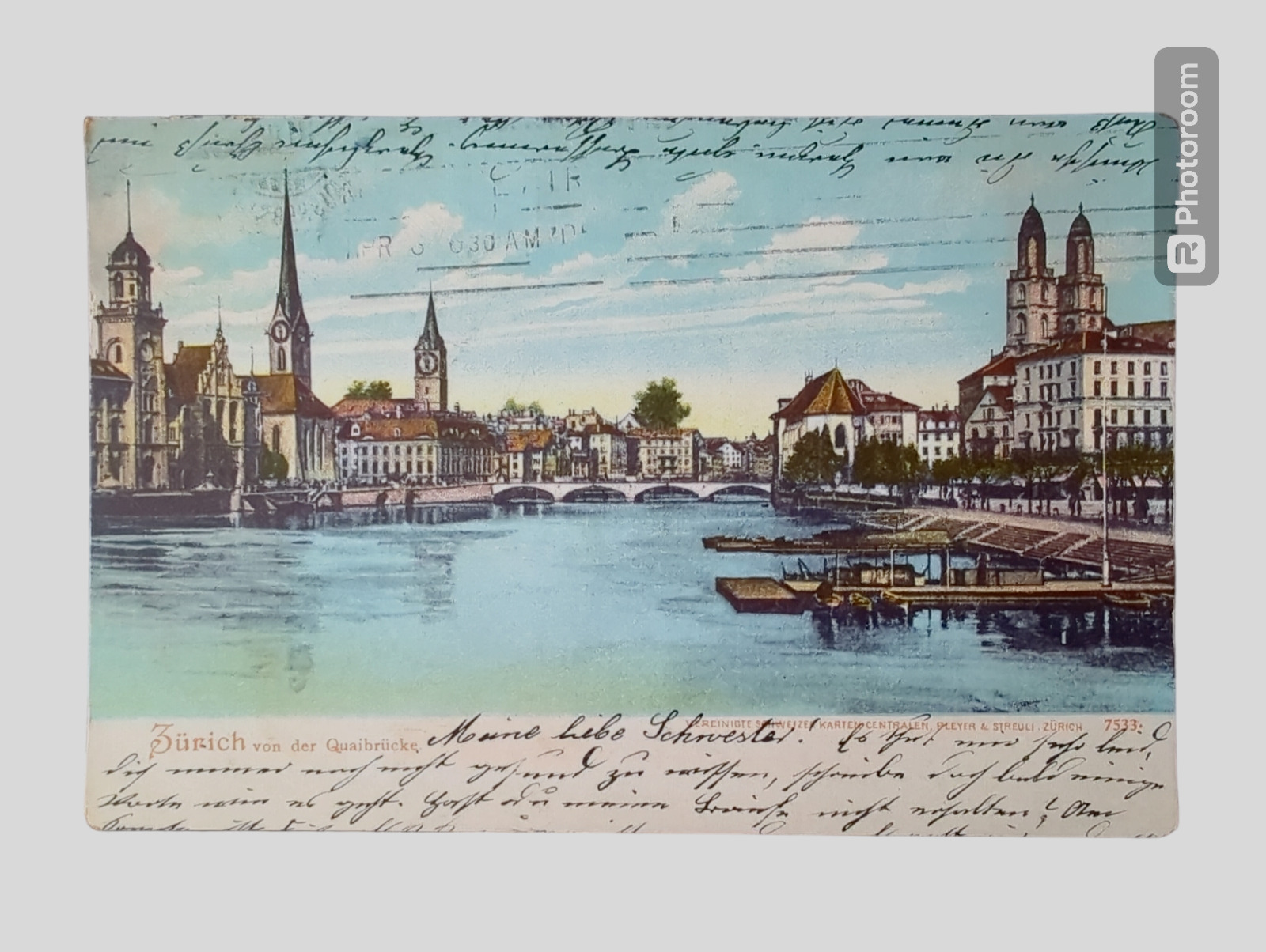 Antique Postcard SWITZERLAND QUAIBRUCKE ZURICH Undivided Back