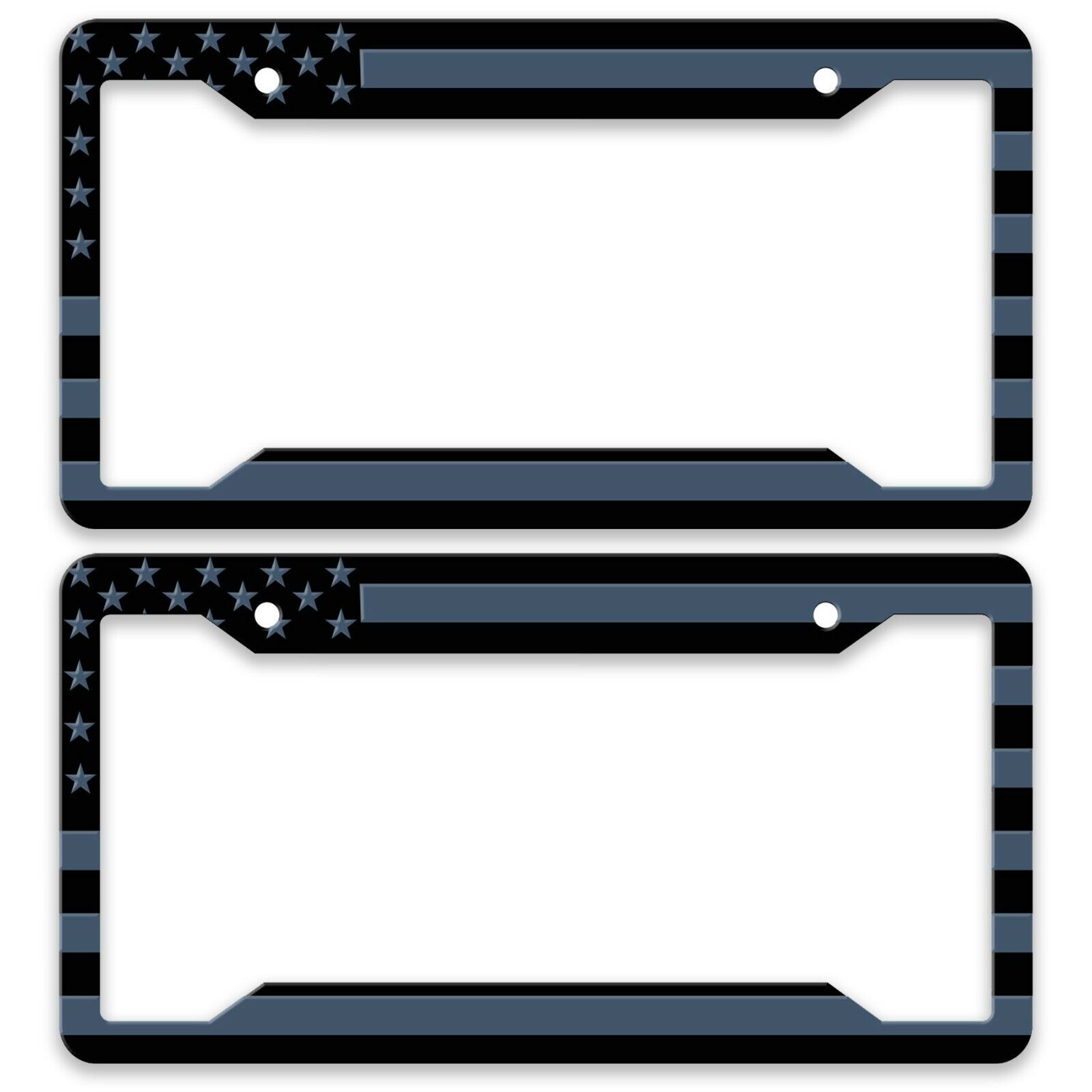 Patriotic American Flag Automotive License Plate Frame. Raised Letter set of 2.
