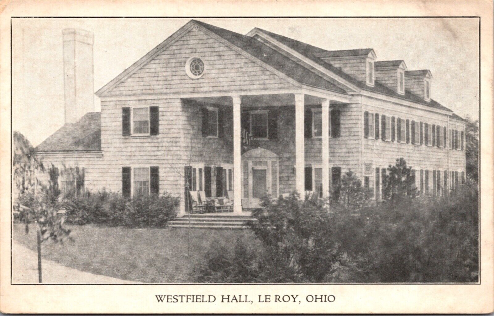 Postcard Westfield Hall in Leroy, Ohio