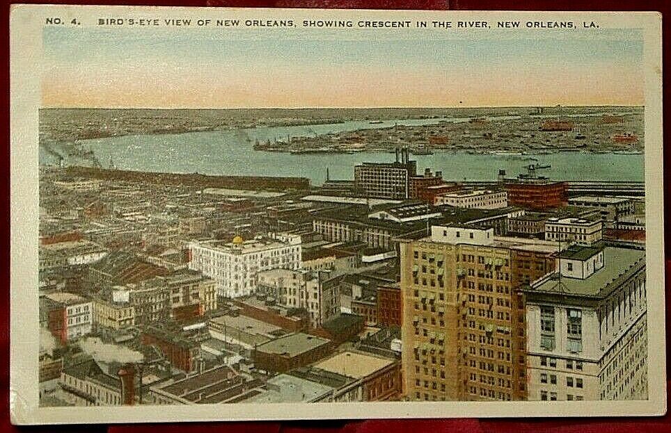 Birds Eye View Crescent River 1920 Postcard New Orleans 