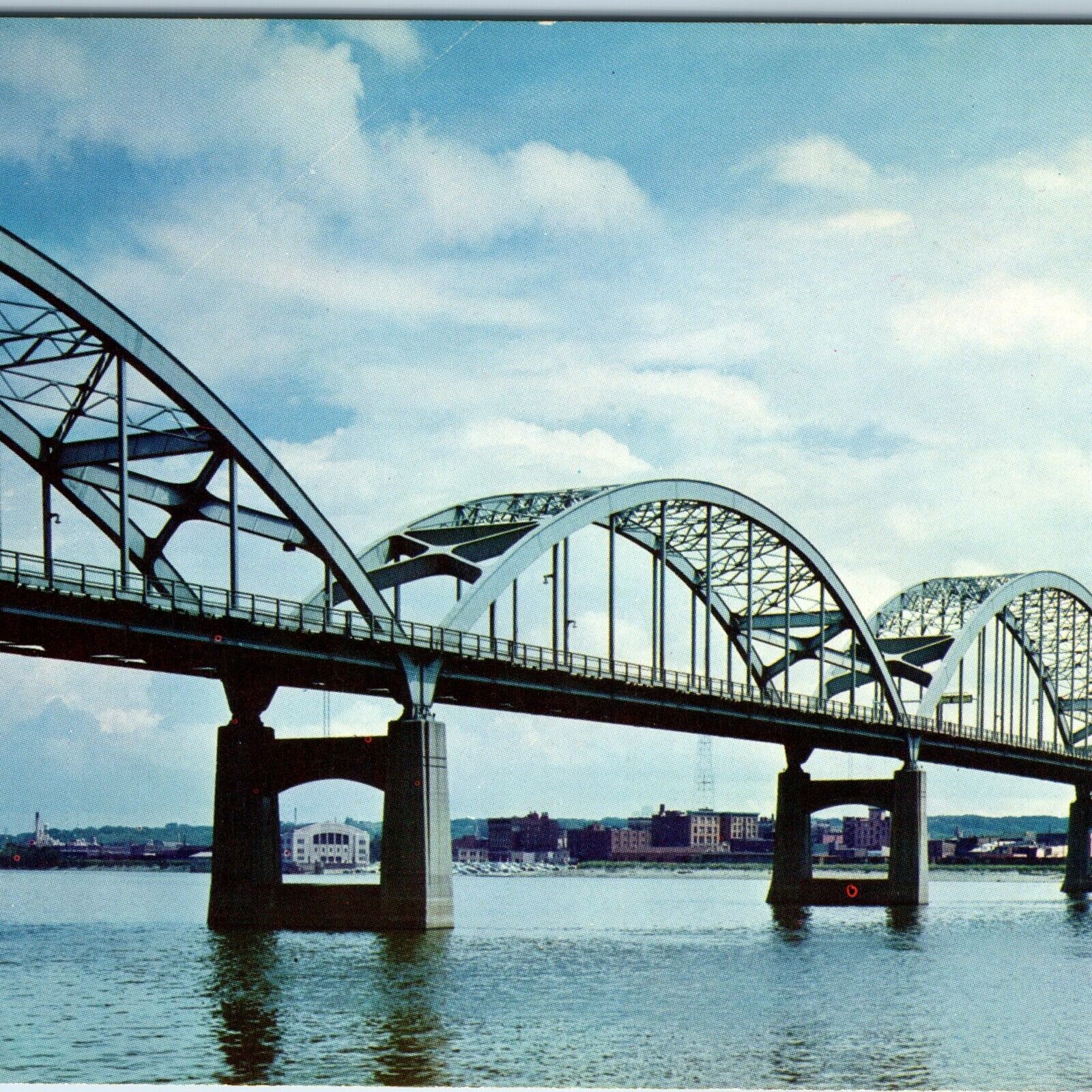 c1960s Davenport IA Centennial Bridge Connecting Rock Island Mississippi PC A241