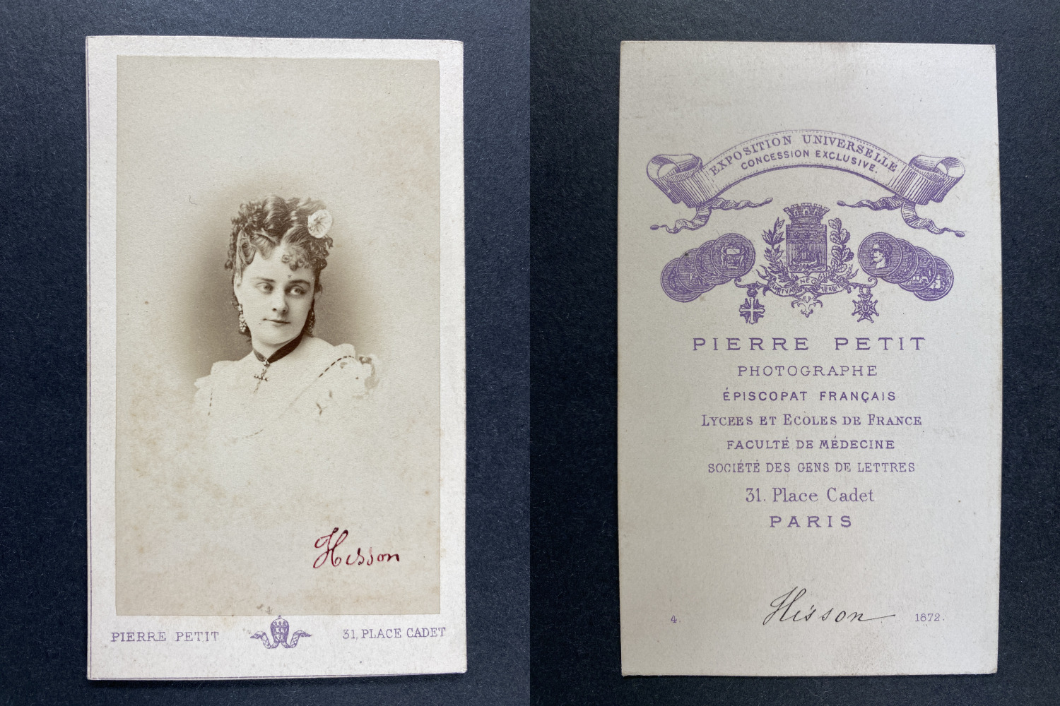 Pierre Petit, Paris, Julia Hisson Vintage CDV Albumen Print.