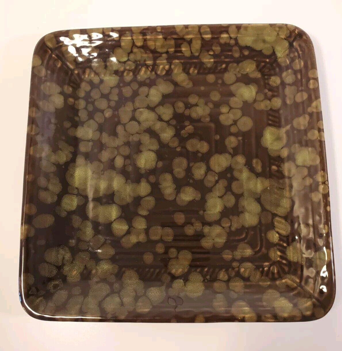 Ceramic Black & Green Spotted Square Plate 9\