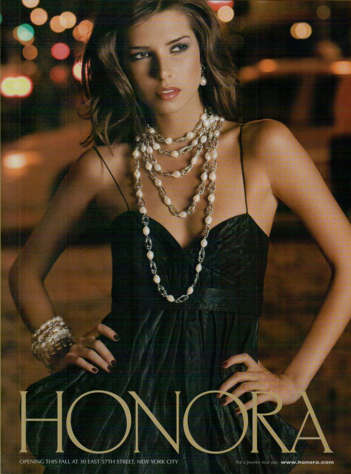 2006 Honora Jewelry Bracelet Necklace Sexy Brunette Model Photo Vintage Print Ad