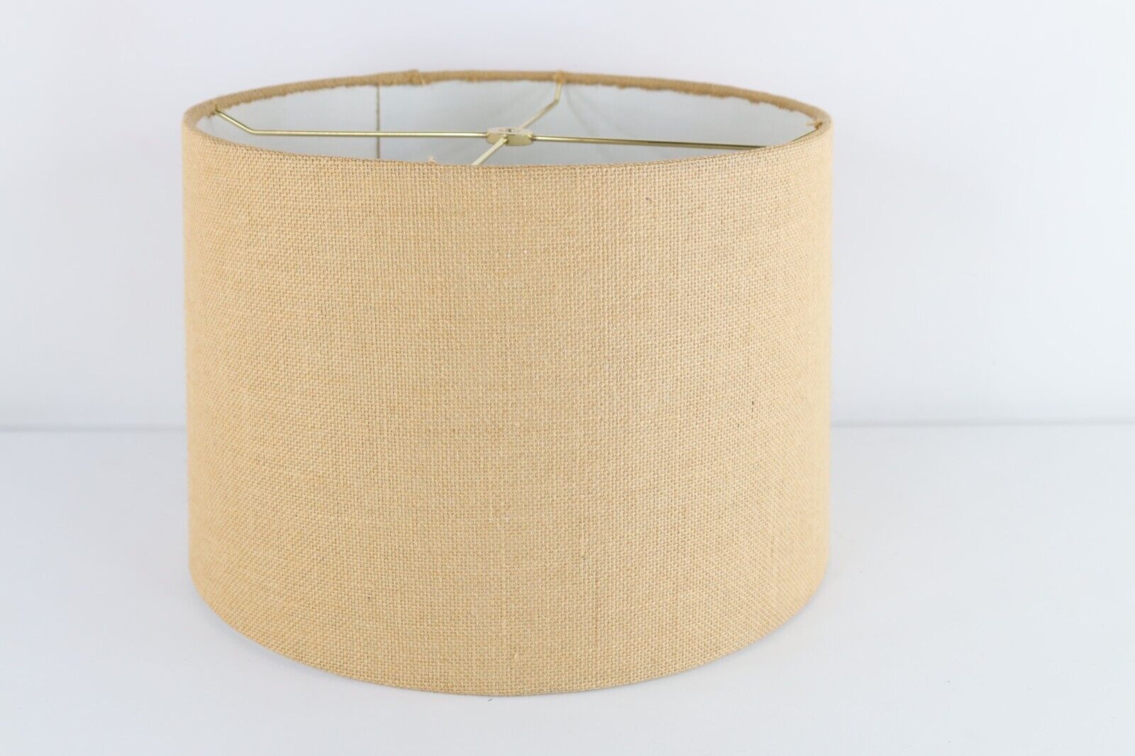 Vintage 70s Mid Century Modern MCM Burlap Lamp Shade Replacement Cover Beige