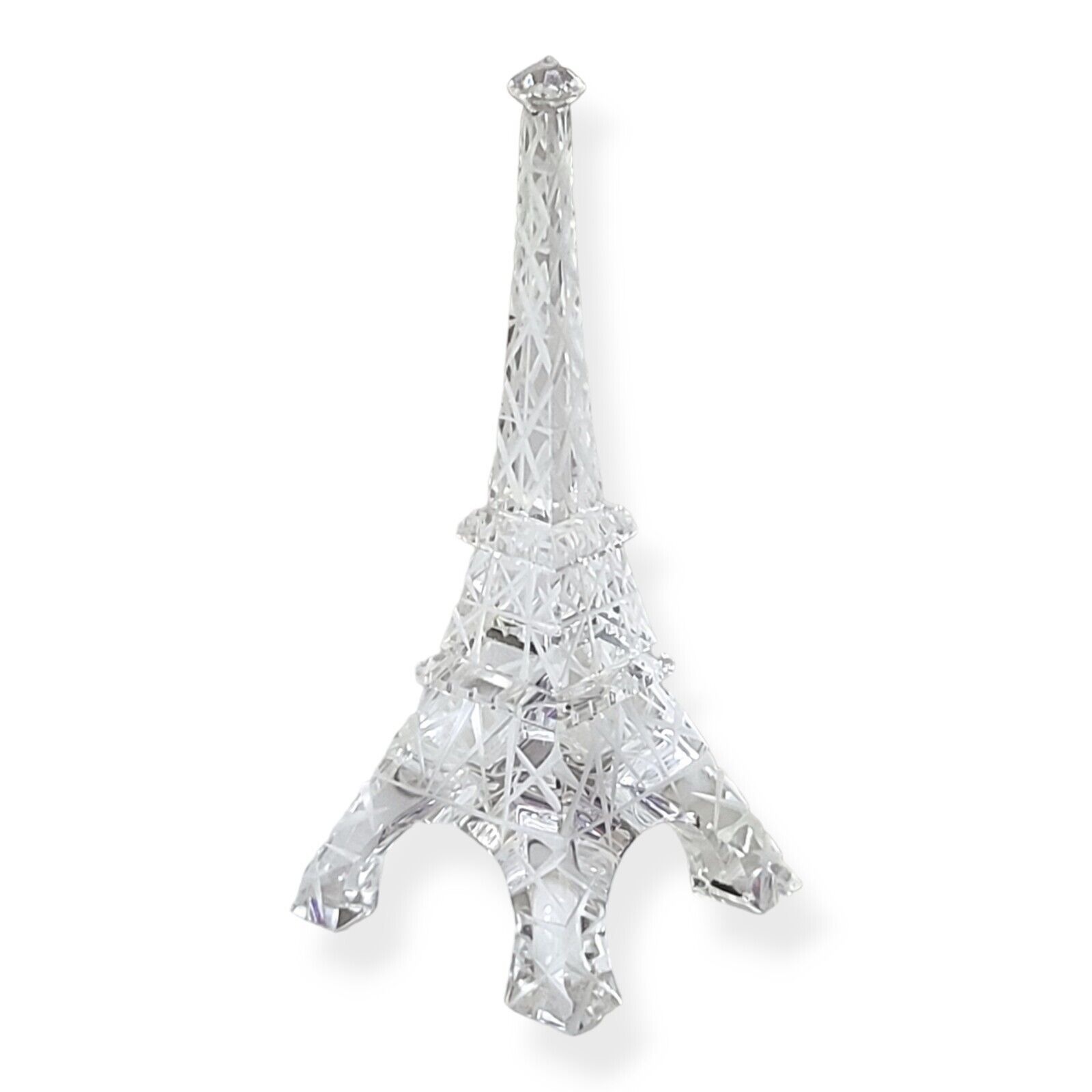 Vtg Mini Clear Cut Crystal Eiffel Tower Paris France Figurine Etched Glass 3\