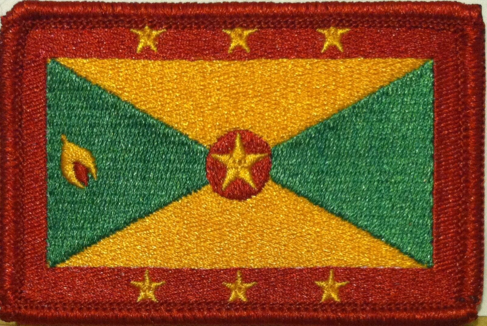 GRENADA Flag Tactical Patch With Hook & Loop Fastener Red Border #01
