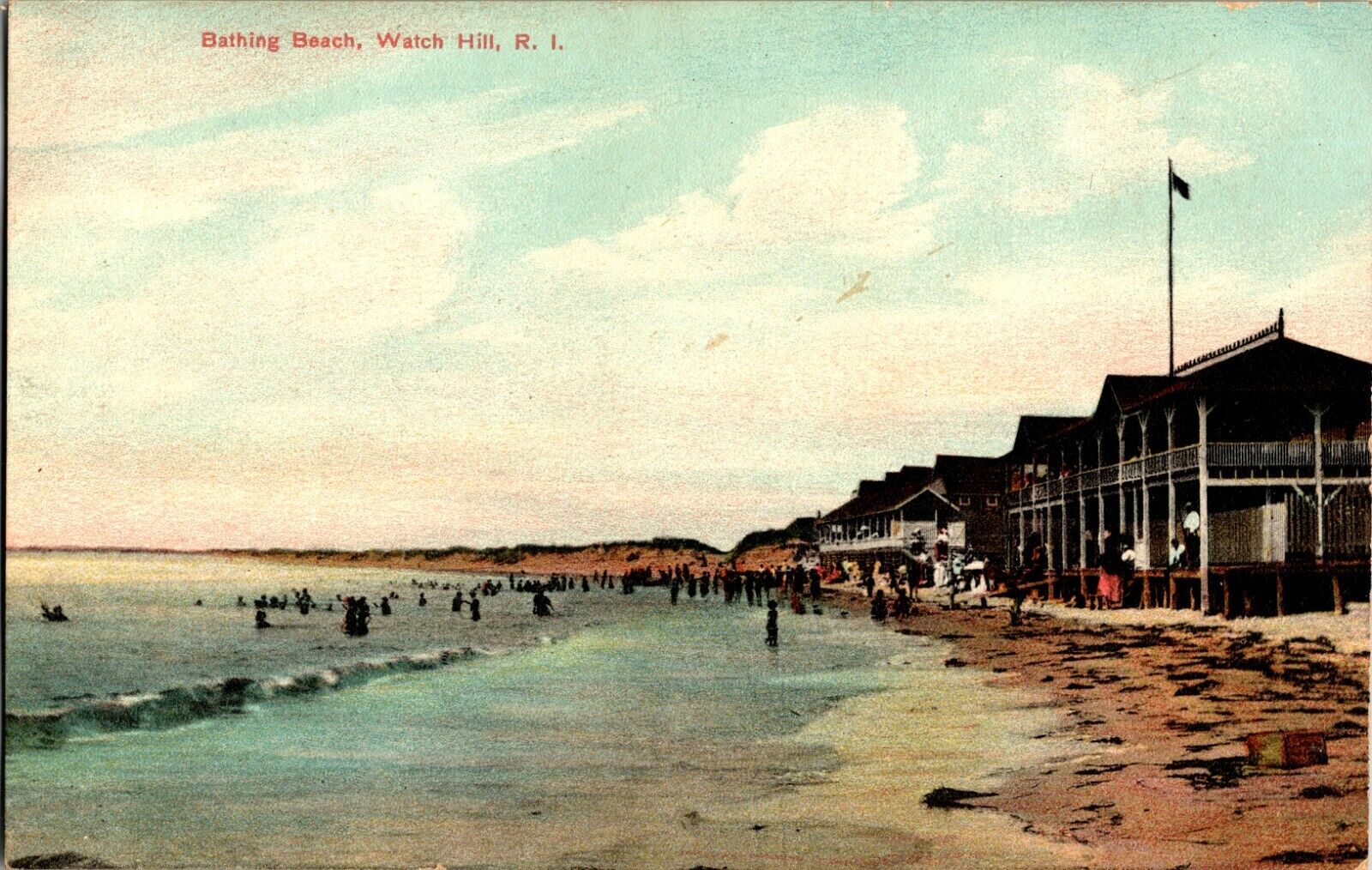 Watch Hill Rhode Island Vintage Postcard Bathing Beach Vacation Unposted 1900s
