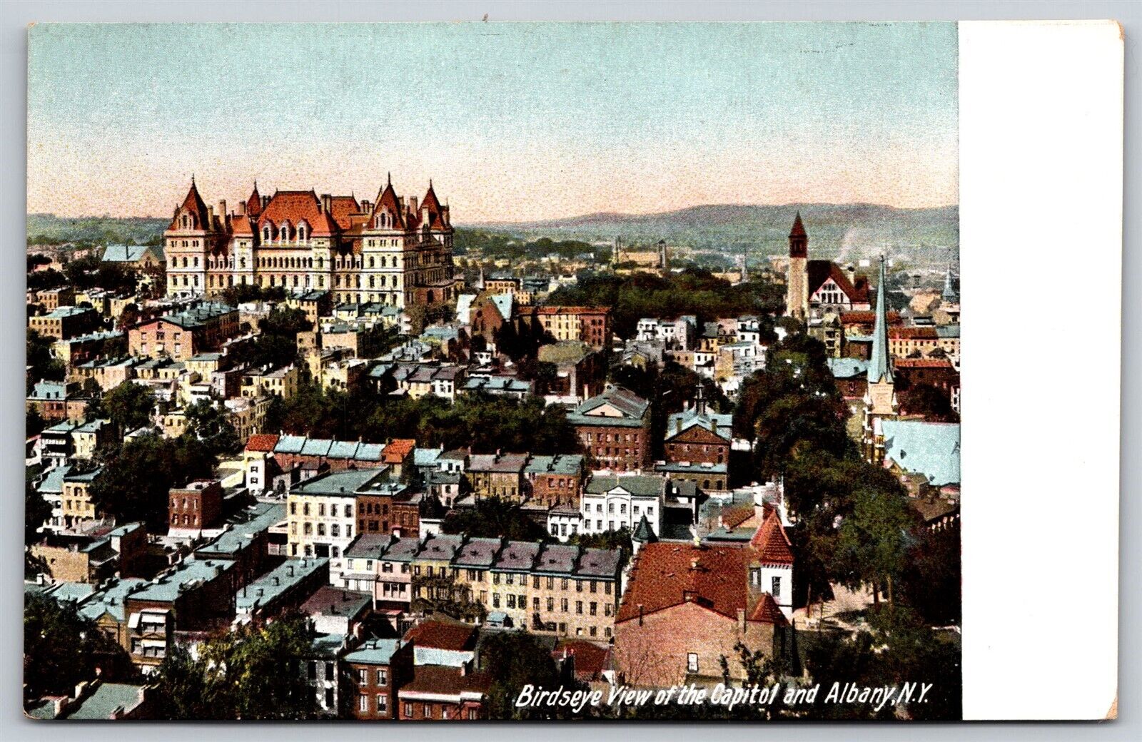 Postcard Birdseye View of the Capitol and Albany NY udb U140