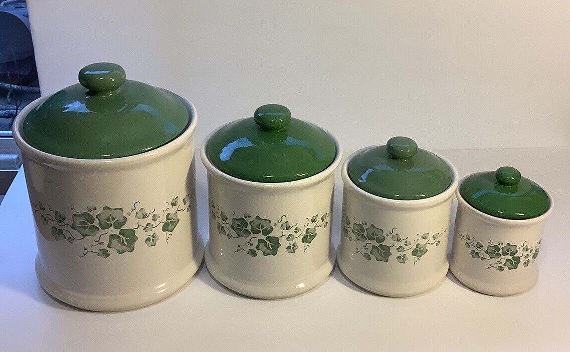 Corelle Coordinates Callaway Green Ivy 4 Piece Canister Set Jay Imports Vintage