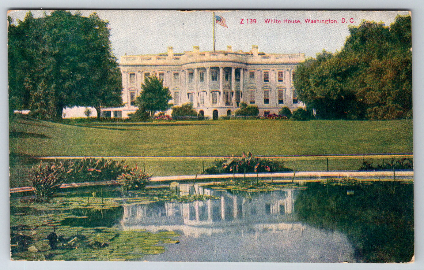 c1910s White House Washington DC Pond Antique Postcard