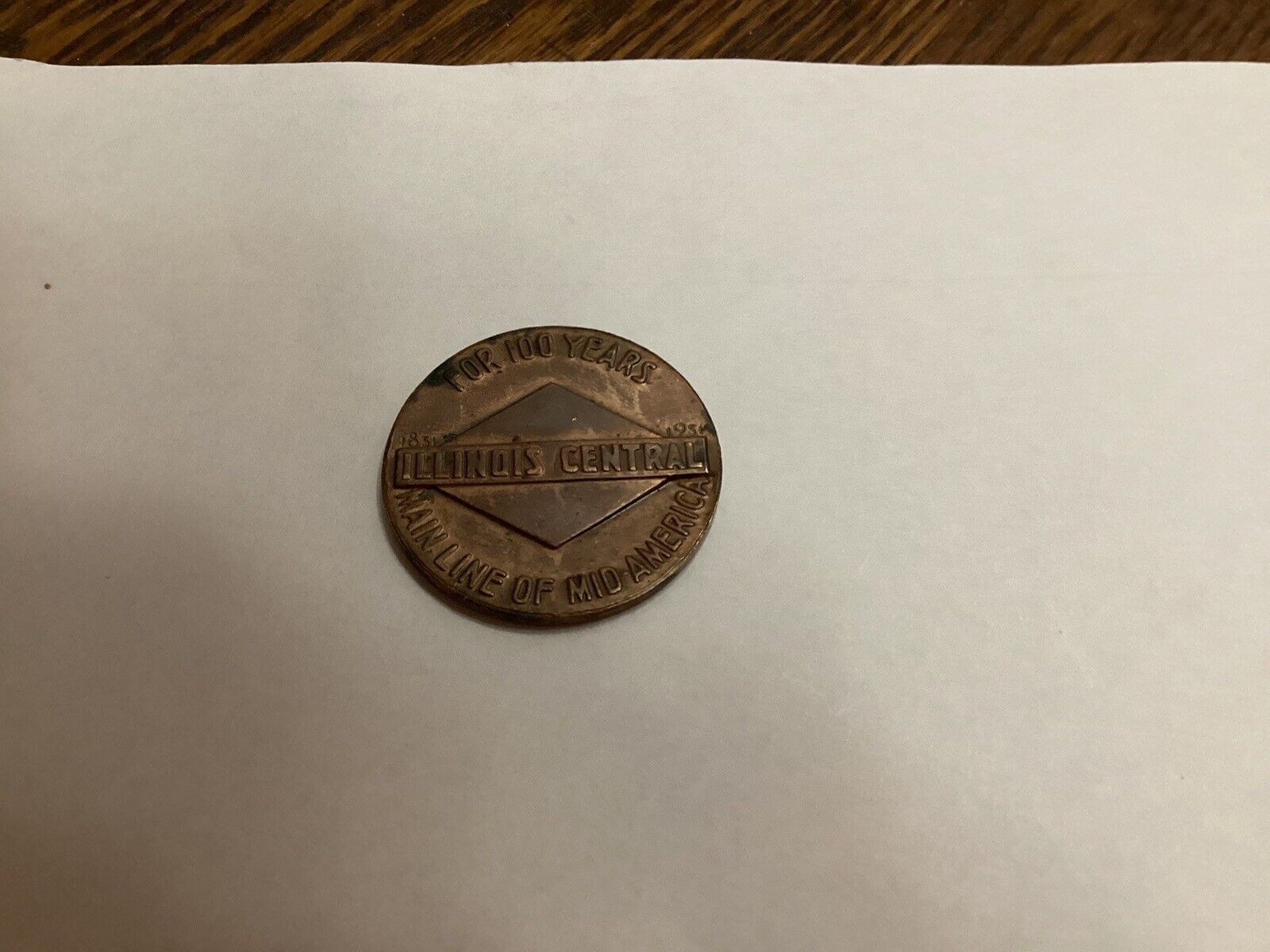 Vintage 1851 -1951 Illinois Central Railroad Brass Token Coin 