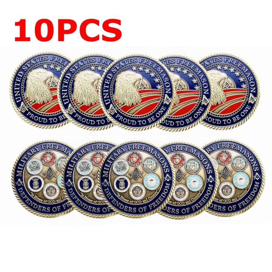 10pcs Masonic Freemason Master US Military Marine Army Air Force Challenge Coin