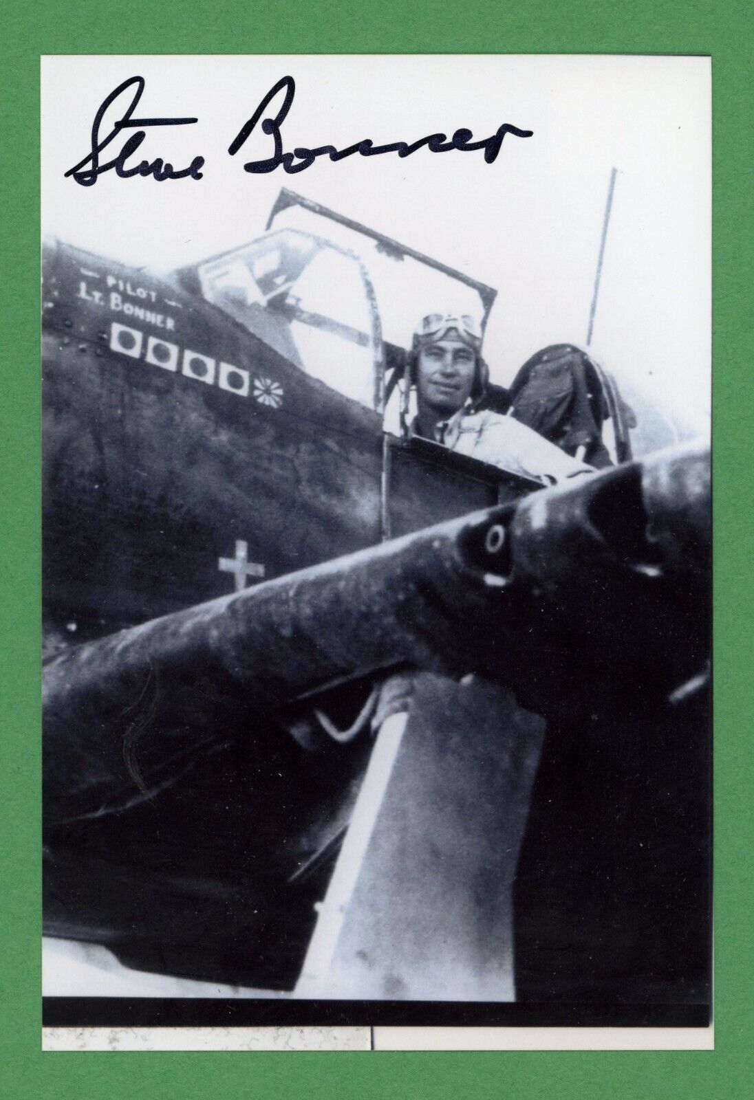 Stephen Bonner WWII Fighter Pilot Ace-5 Kills 23FG/76FS Signed 4x6 Photo E25727