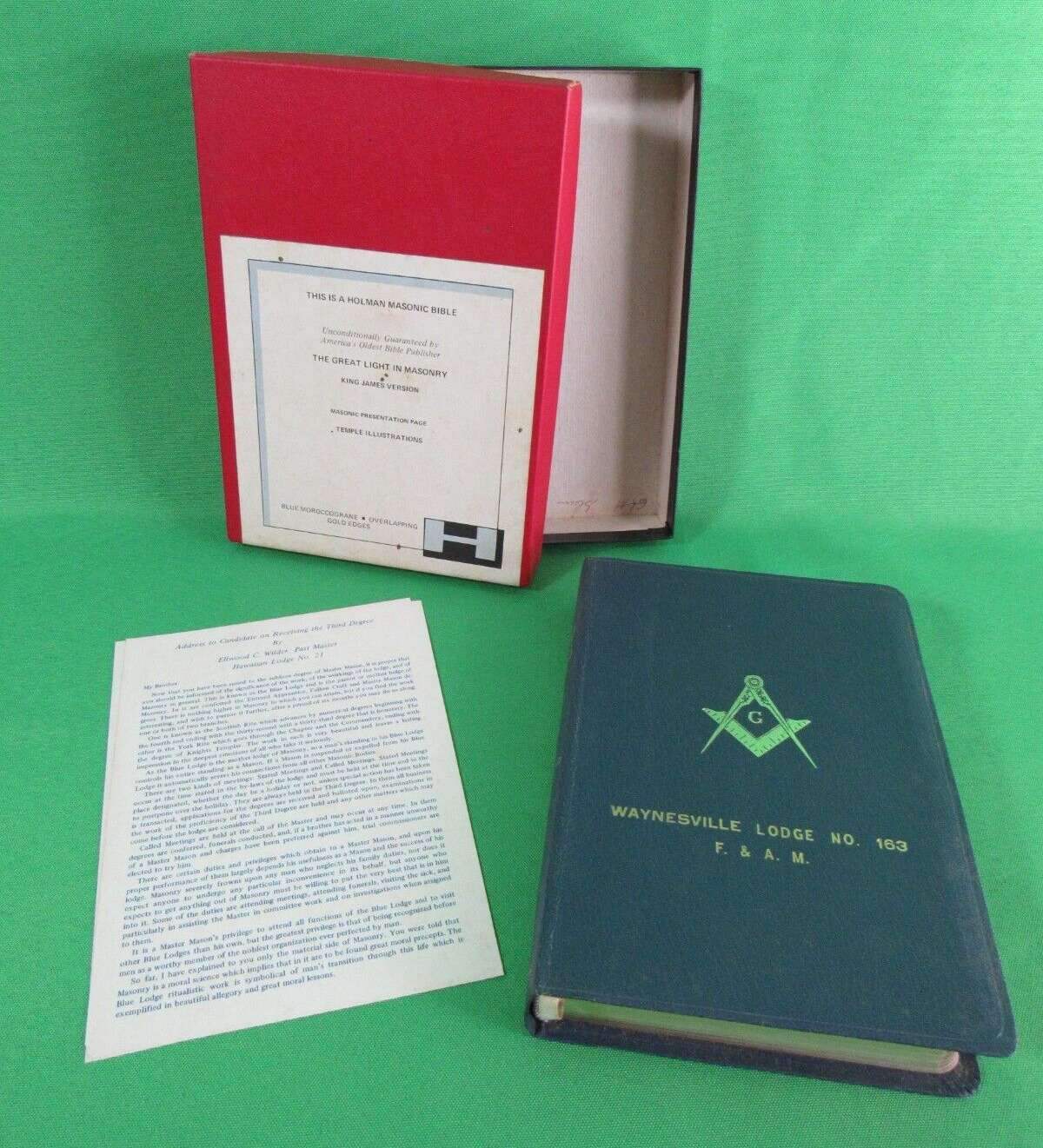 Vintage 1968 Masonic Edition Bible The Great Light in Masonry A.J. Holman