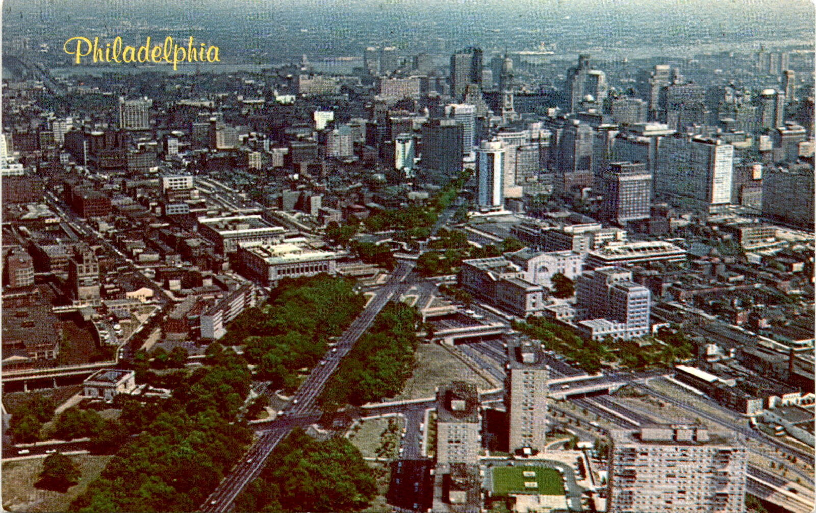 Vintage Aerial View Philadelphia PA Postcard