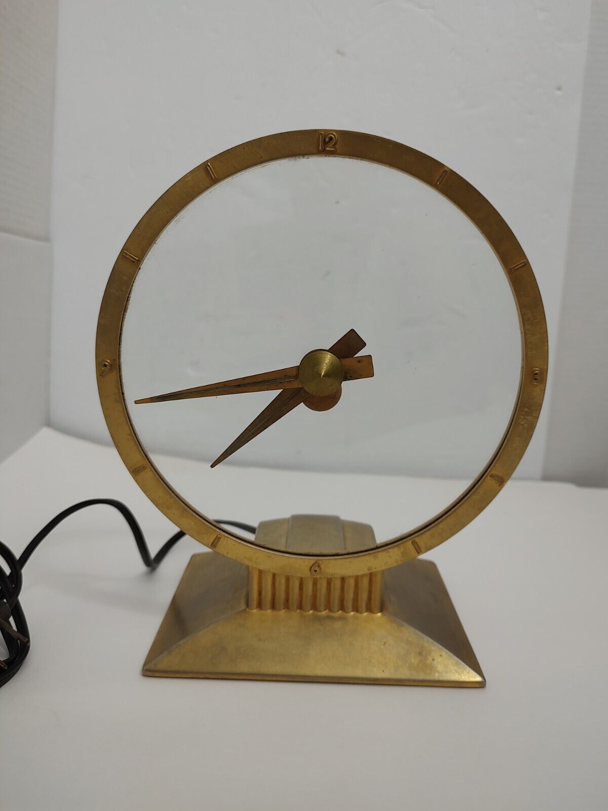 Vtg Jefferson Golden Hour Electric Mystery Clock 1950s Mid Century Brass WORKS