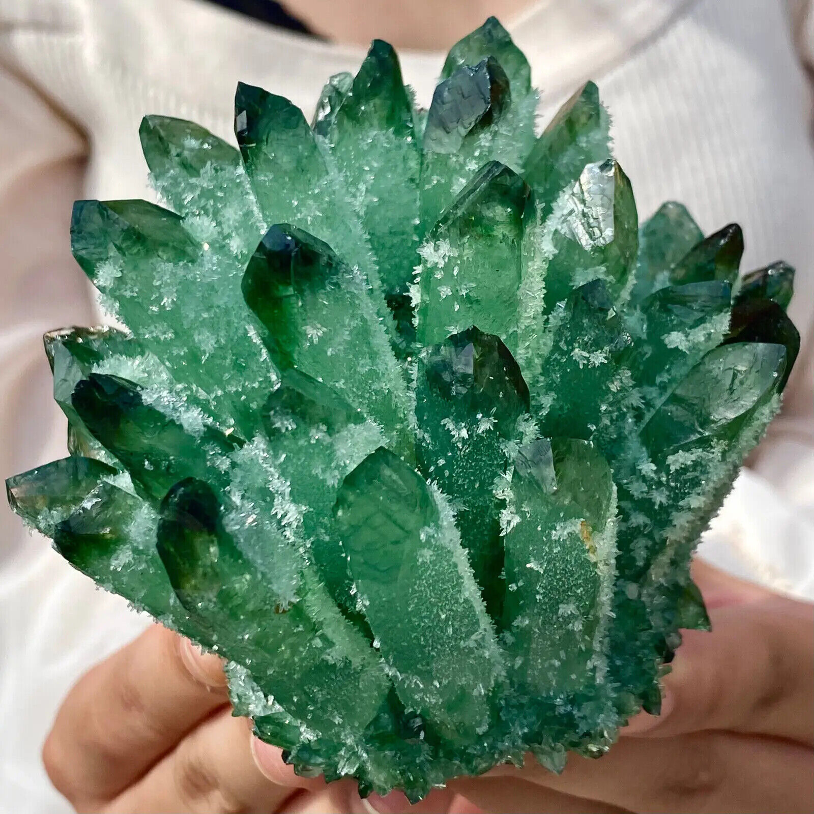 Natural Green Phantom Quartz Gemstone Crystal specimen