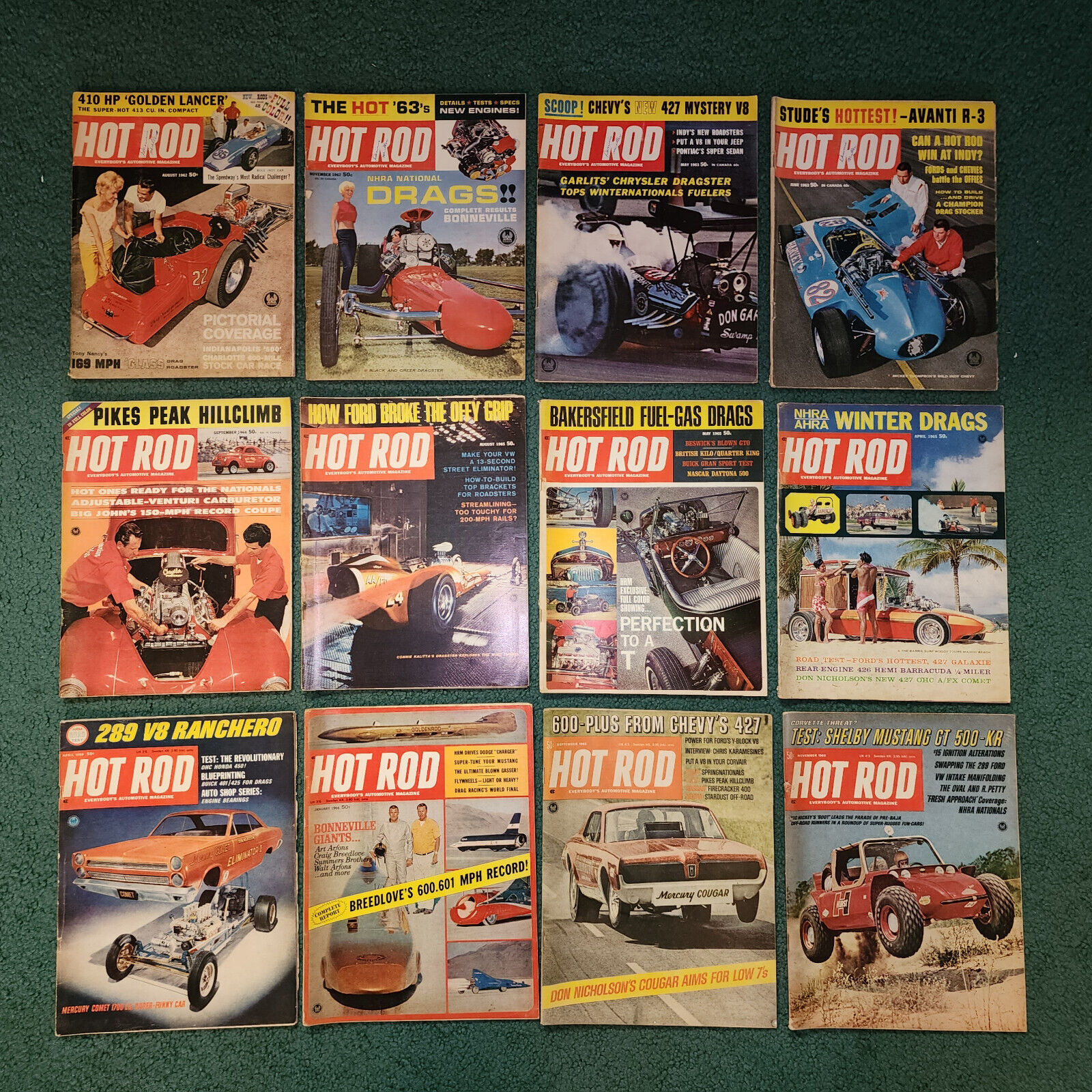 LOT OF 12 VINTAGE HOT ROD MAGAZINES magazine from the 60's 1960