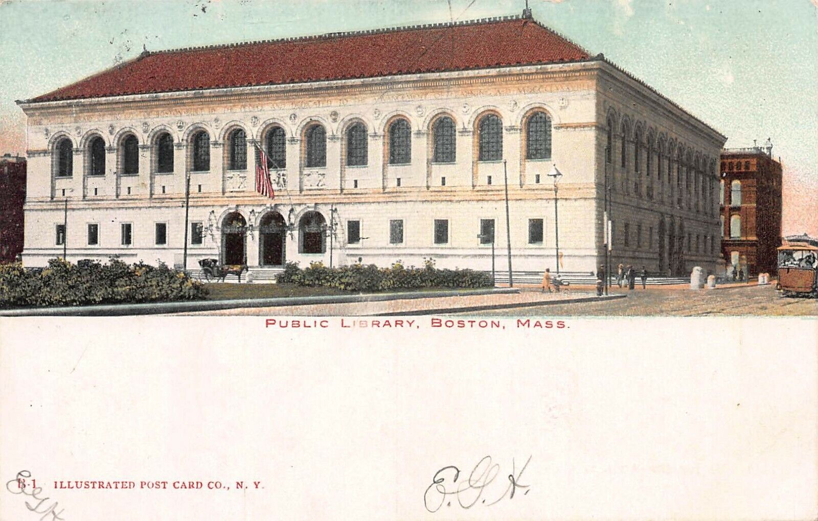 Public Library, Boston, Massachusetts, Early Postcard, Used in 1907