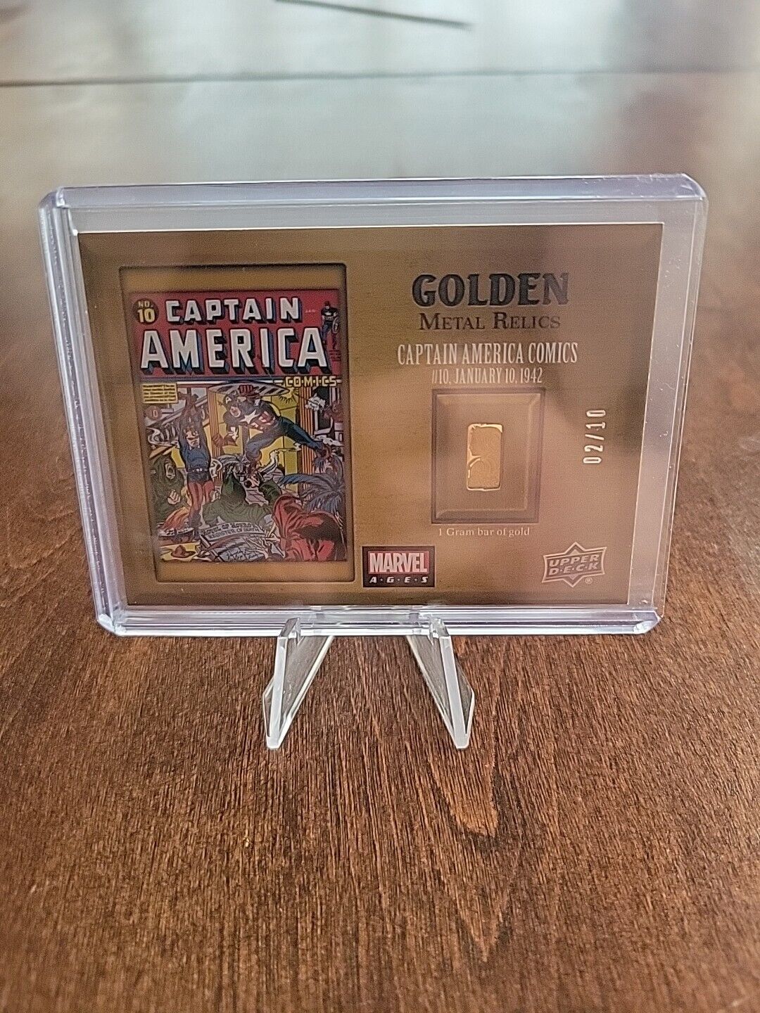 2020 Upper Deck Marvel Ages Golden Metal Relics Captain America 2/10
