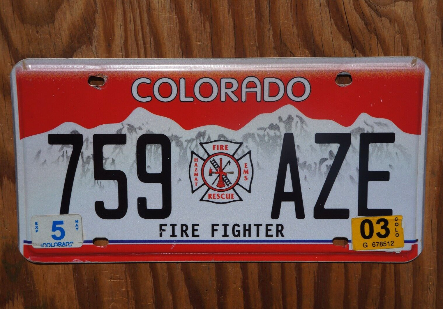 2003 Colorado FIRE FIGHTER License Plate - Firefighter