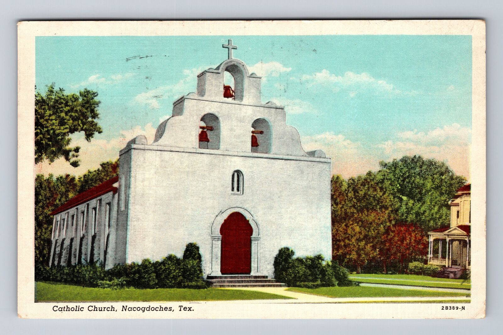 Nacogdoches TX-Texas, Catholic Church, Antique, Souvenir, Vintage c1956 Postcard