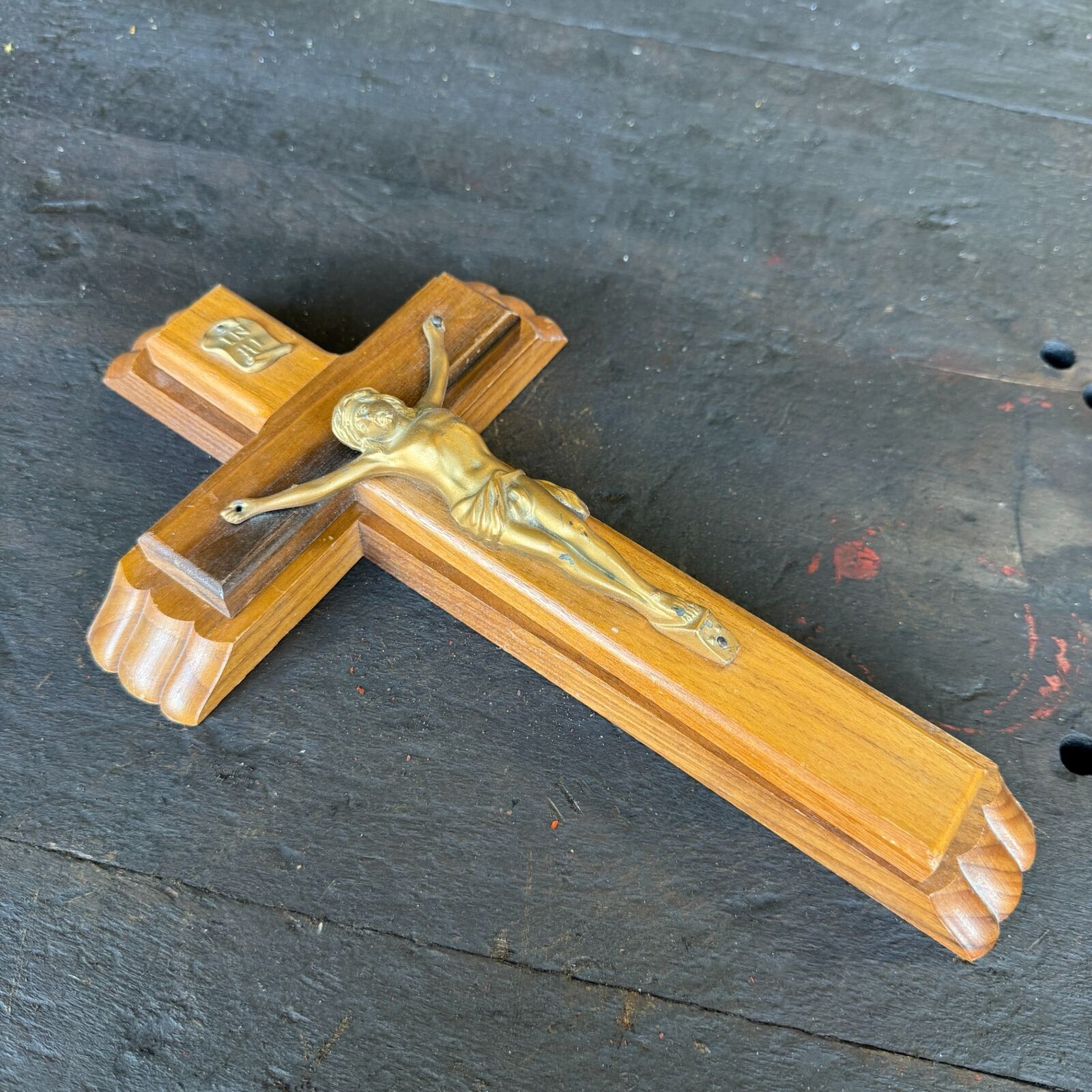 Vintage Catholic Crucifix Cross Sick Call Last Rites Kit INRI w/ Metal Jesus 12\