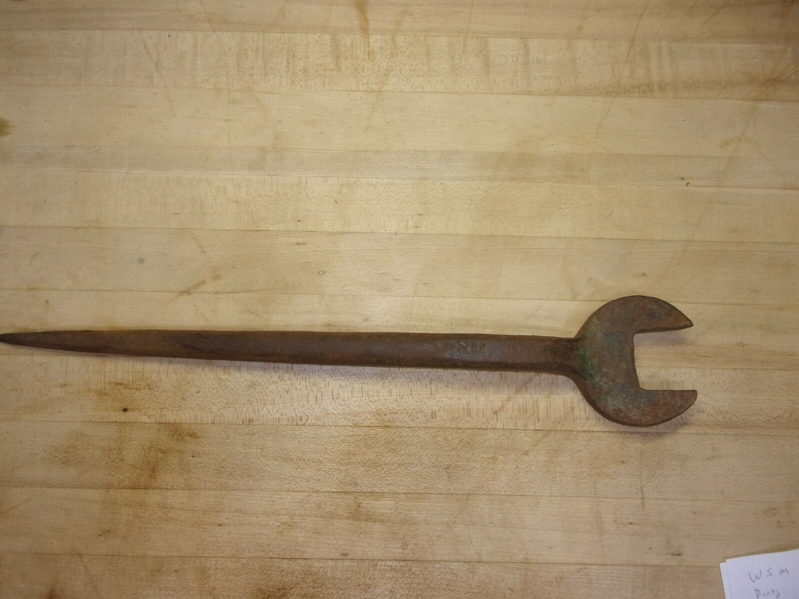 Antique Large Spud Wrench Offset Marked W S M 18\
