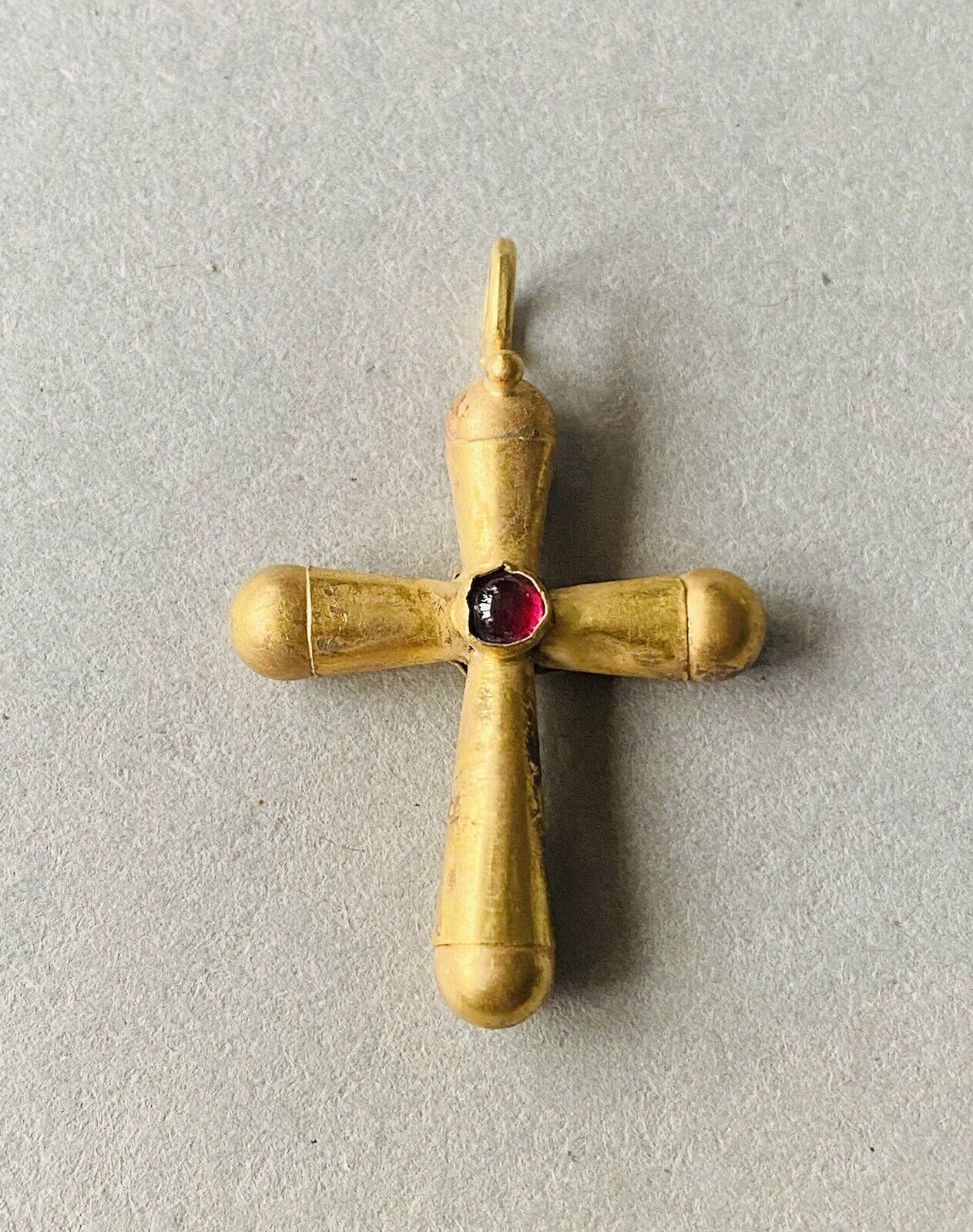BEAUTIFUL Ancient Byzantine Gold Cross Pendant With Garnet C.6th-8th cent. A.D.
