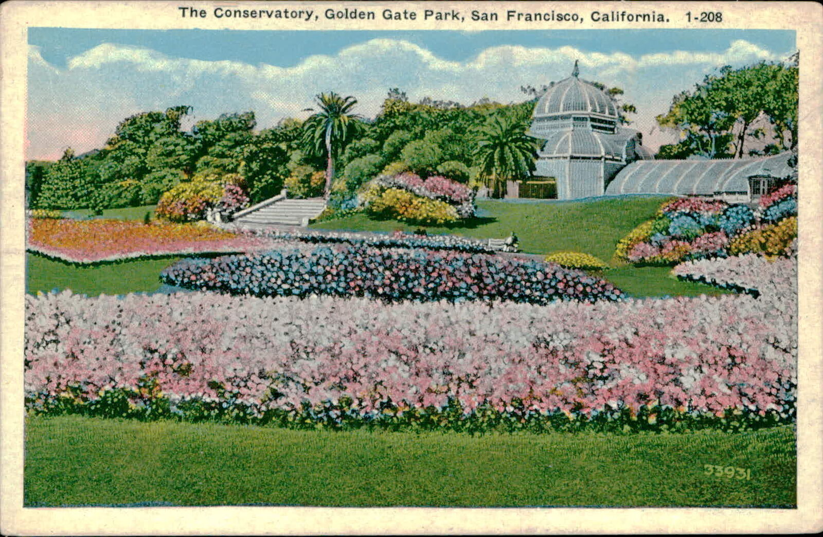 Postcard: The Conservatory, Golden Gate Park, San Francisco, Californi