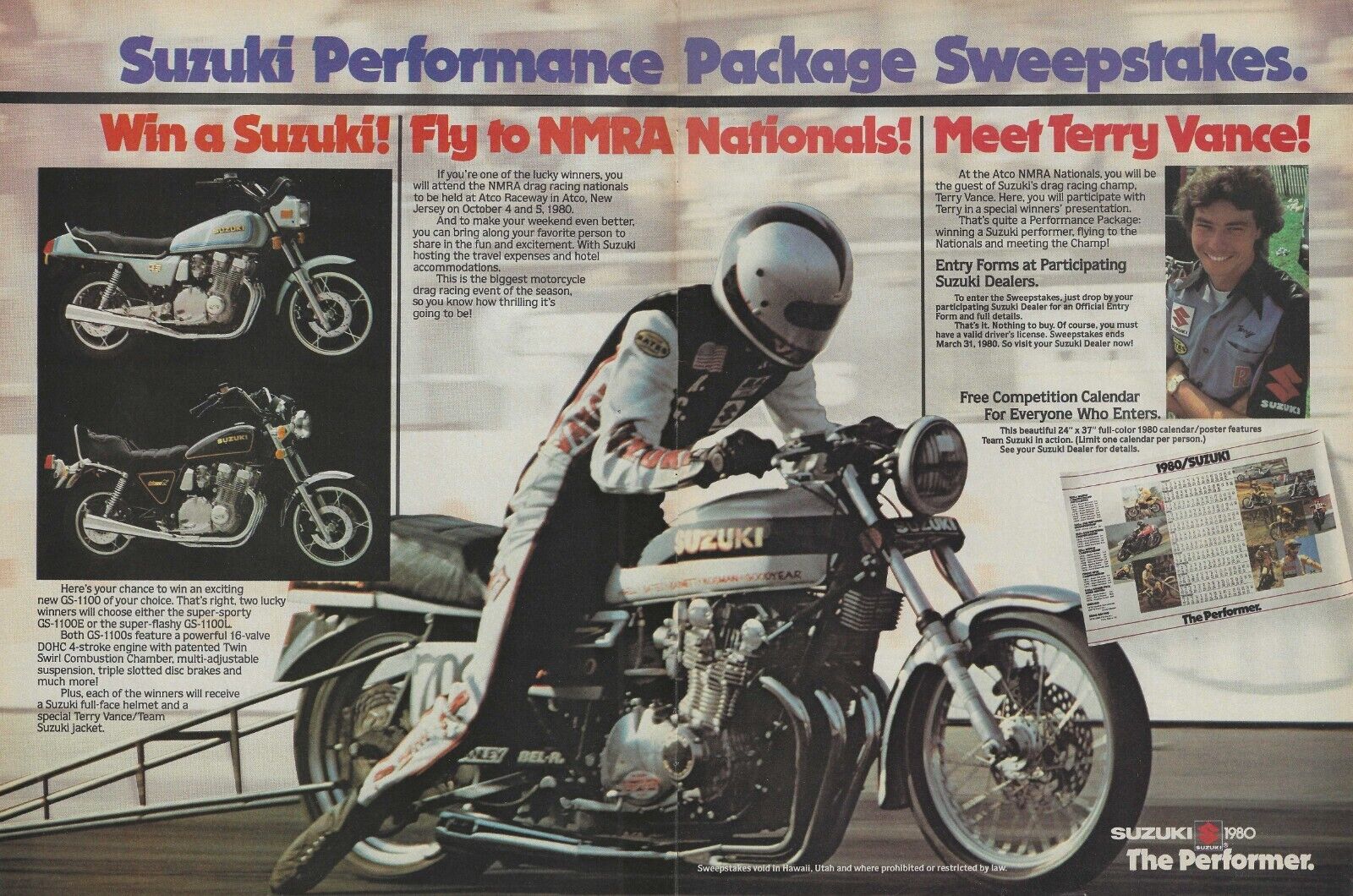 1980 Suzuki GS-1100E Motorcycle Vintage Magazine Ad GS-1100L Terry Vance GS-1100
