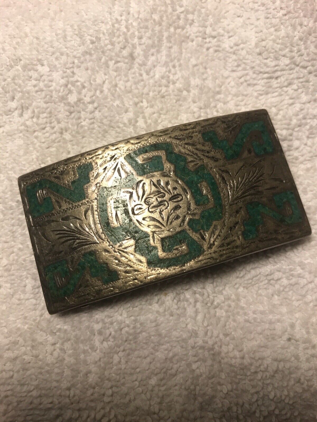 Vintage VHLC solid sterling silver Belt Buckle - Mexico