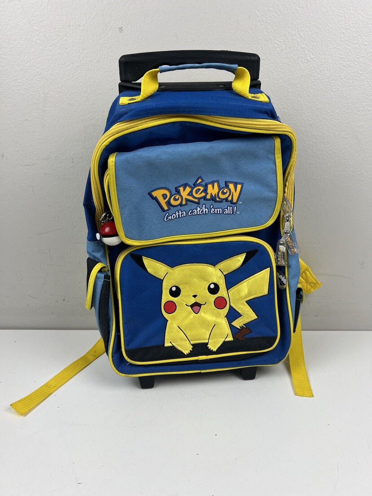 Vintage Pokemon Pikachu Rolling Backpack 1999 Suitcase Yellow Blue