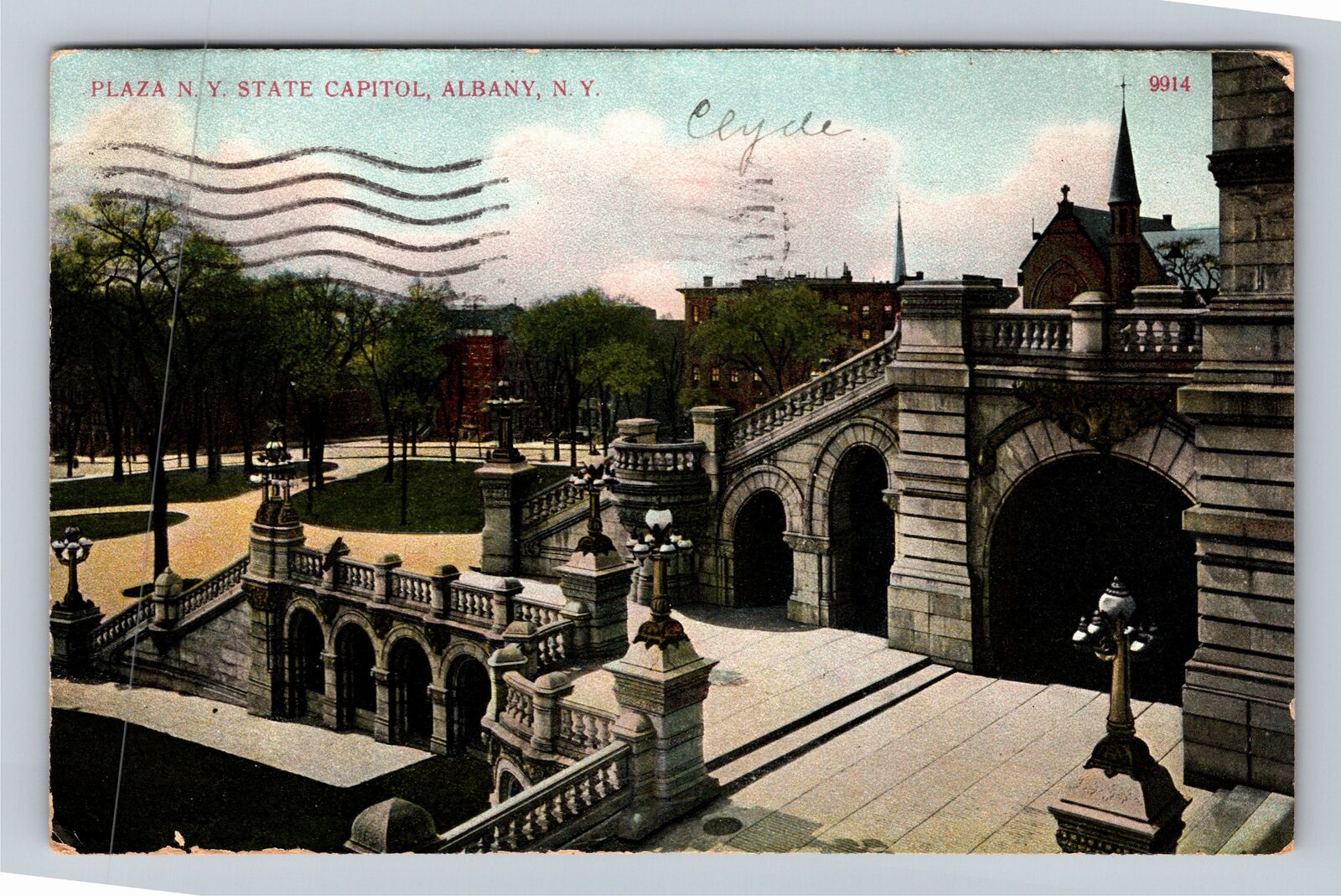 Albany NY-New York, Plaza NY State Capitol c1910 Vintage Souvenir Postcard