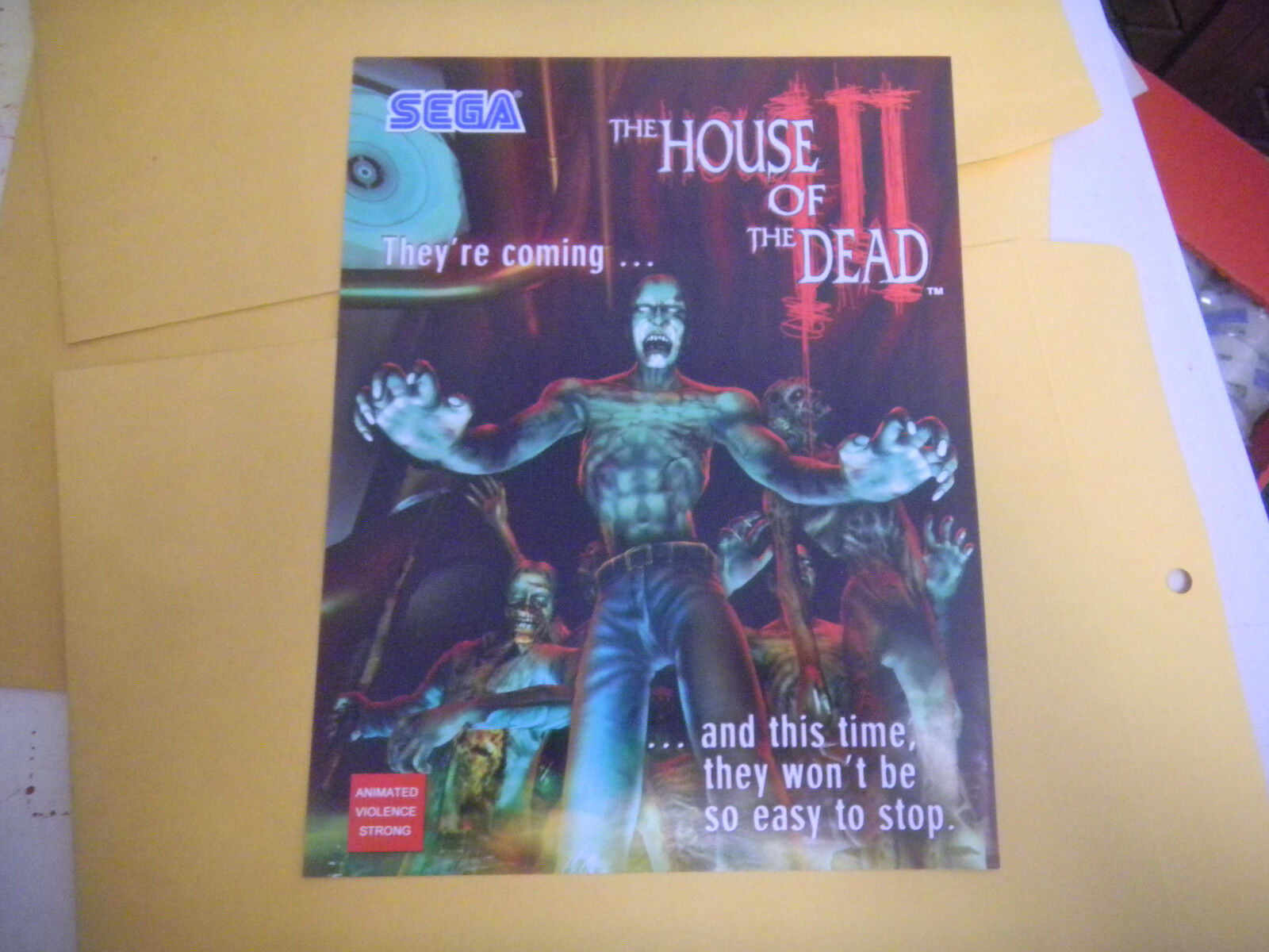NOS 2 sides Original HOUSE OF THE DEAD  3 III  sega ARCADE VIDEO  GAME  FLYER
