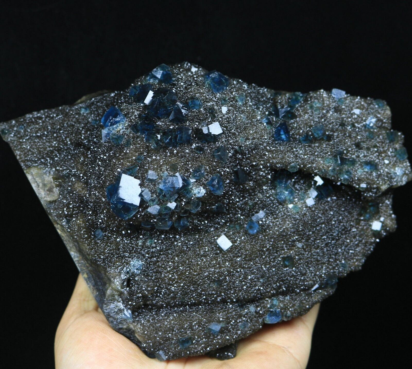 2.82lb Beauty Rare Blue Green Cube Fluorite Crystal Mineral Specimen/China