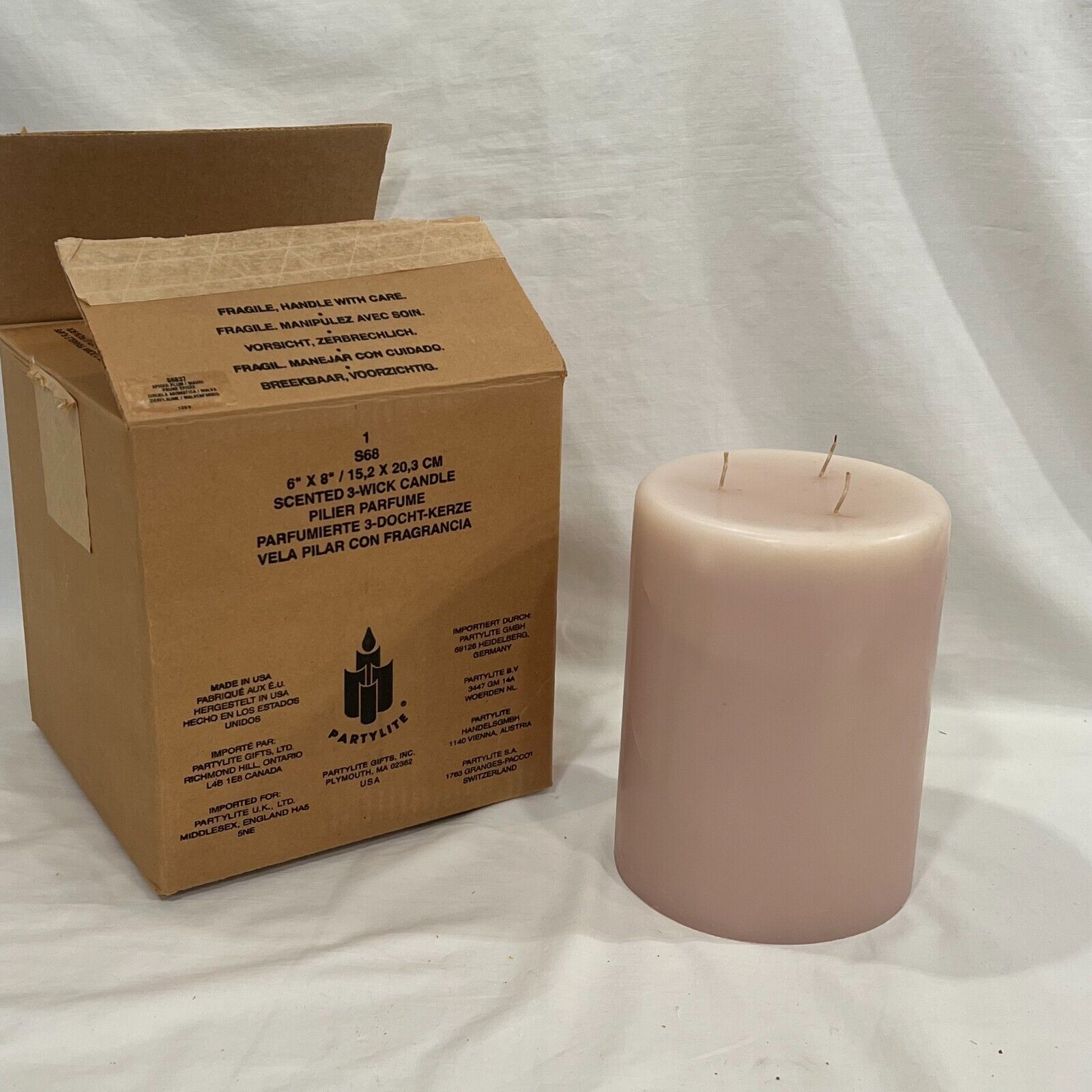 Partylite SPICED PLUM / MAUVE 3 Wick 6 x 8 Rare Retired Candle S6837 1290 BOX