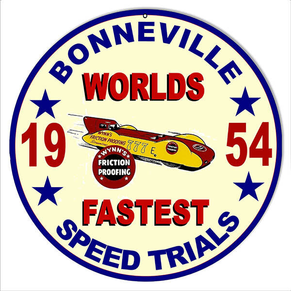 Bonneville Trials 1954 Motor Speedway Reproduction Sign 14 Round