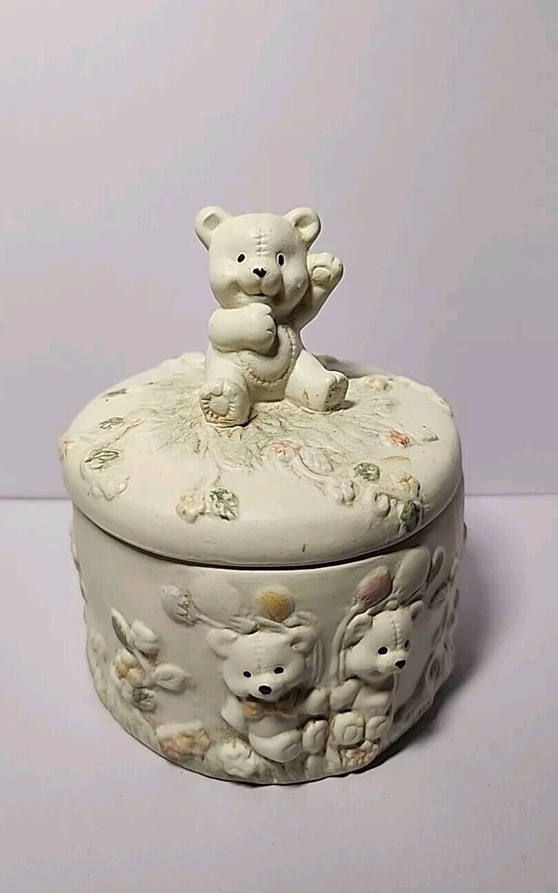 Vintage Teady Bear Porcelain Box