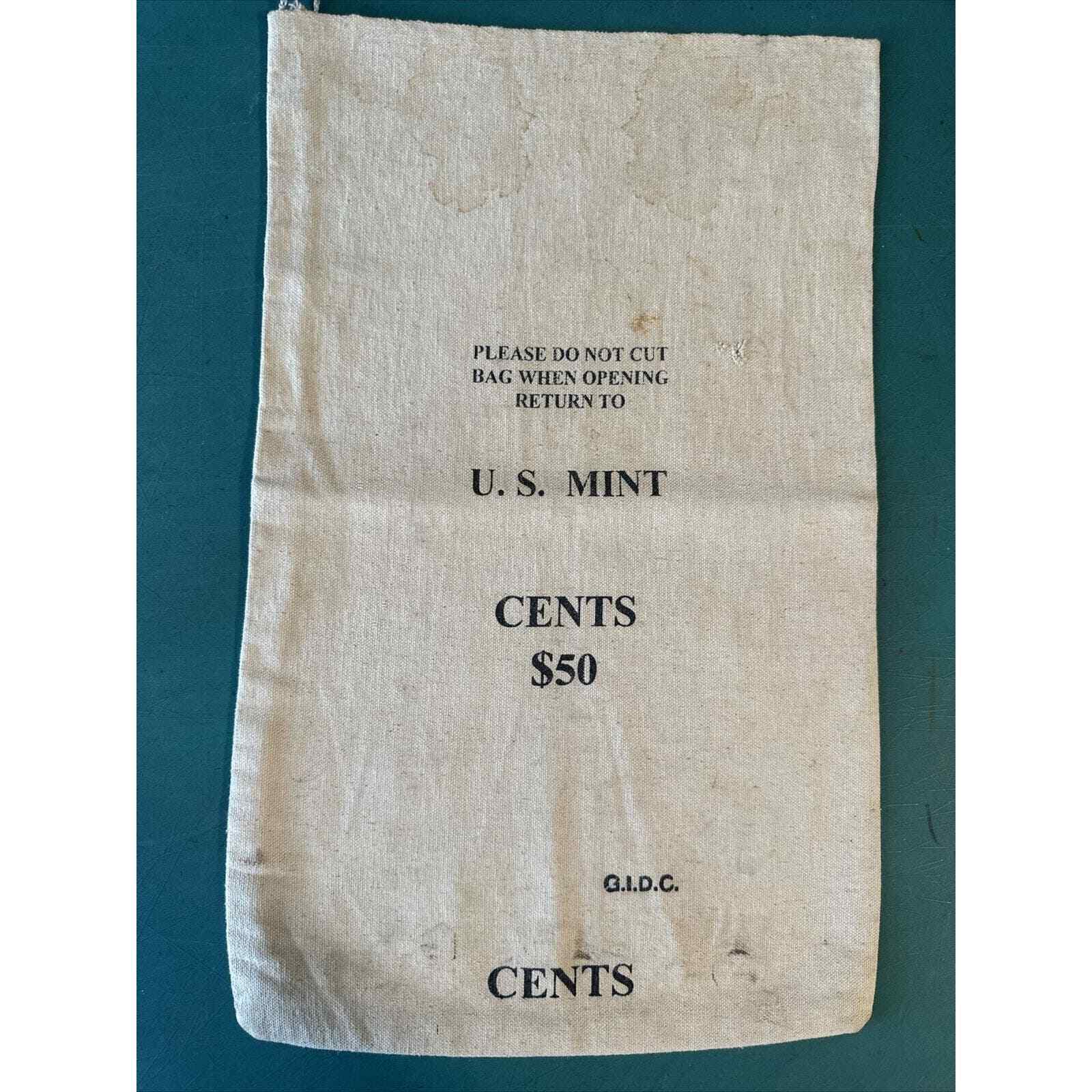 Vintage U.S. Mint Canvas Bank Bag EMPTY $50 Cents G.I.D.C. Money/Dollar Coins