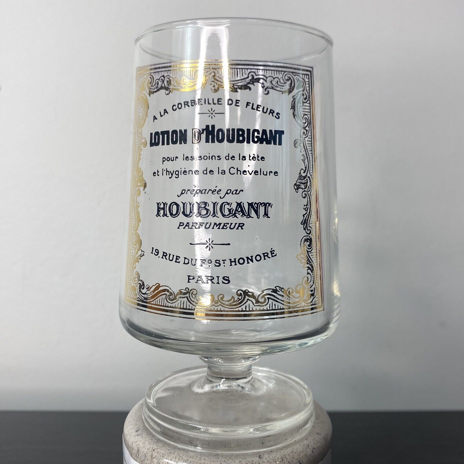 Vintage Glycerine Houbigant Parfumeur Paris Pedestal Cocktail Drinking Glass