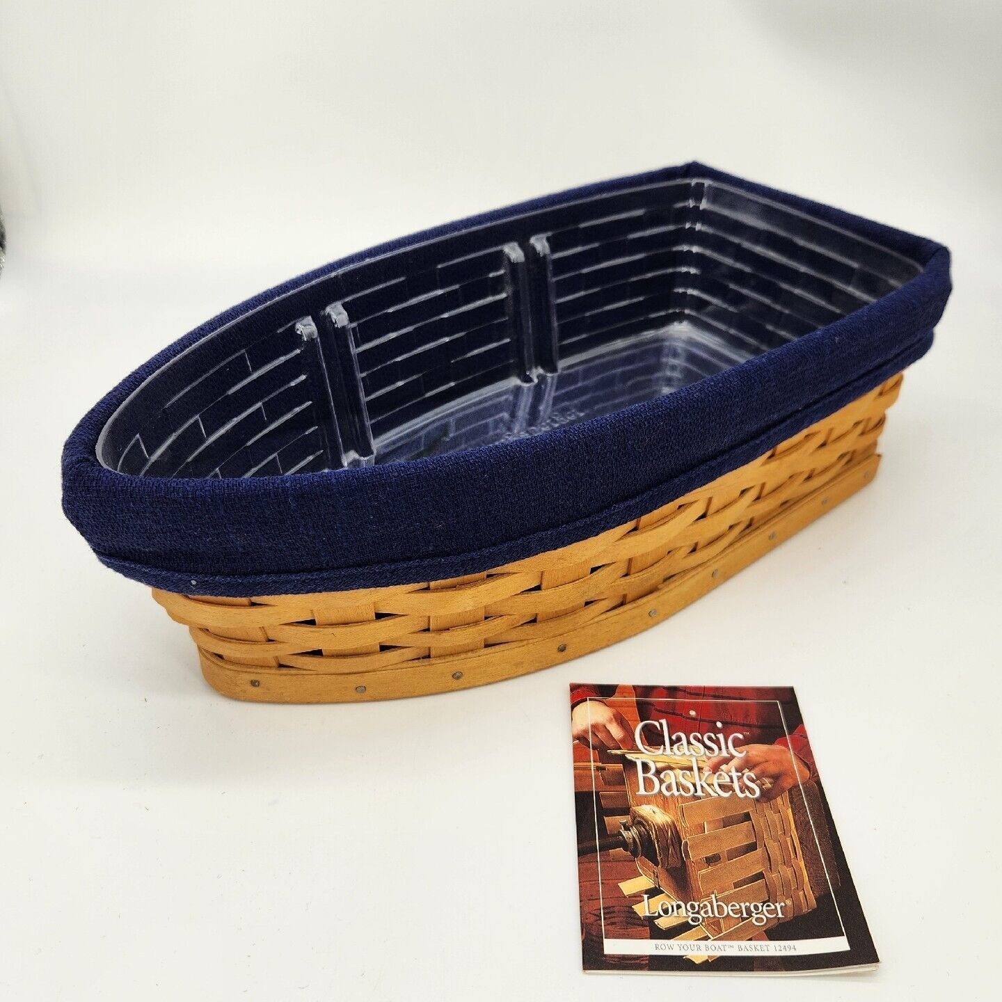 Longaberger 2002 Row Your Boat Basket+Liner+Protector PARTY PICNIC SERVING TABLE