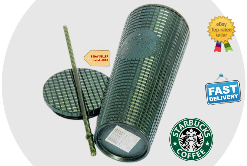  Starbucks HARD TO FIND Pine Green Studded Grid Cold Cup Venti 24oz New Release
