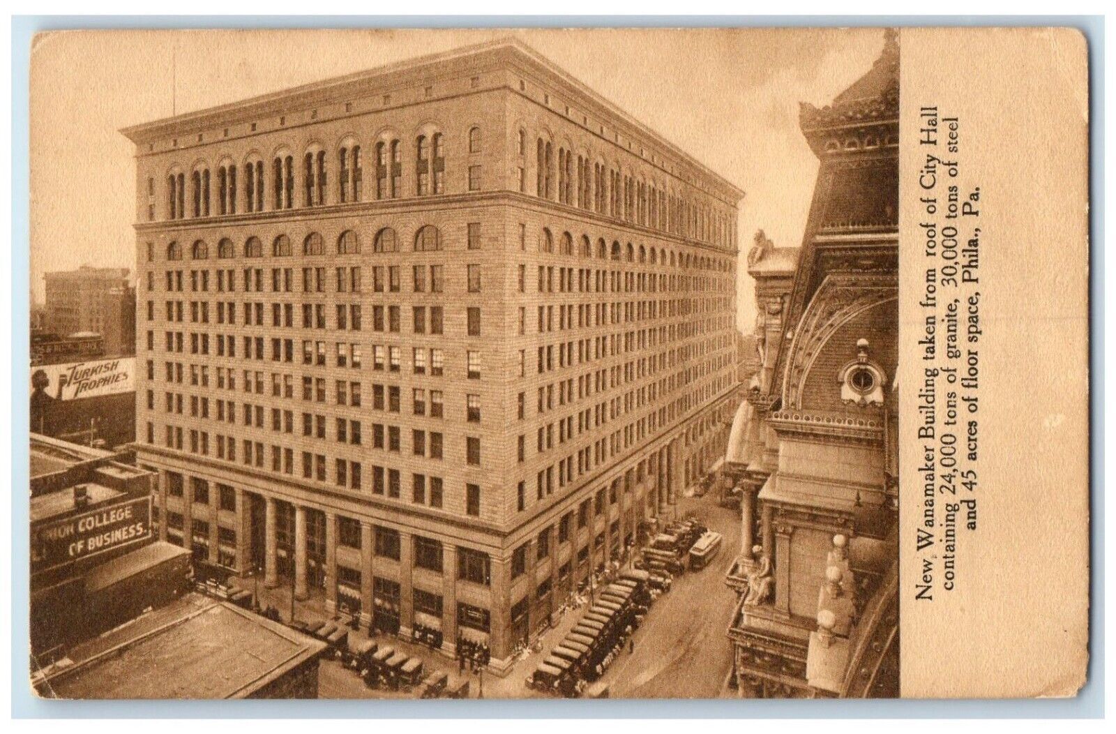 c1910 New Wanamaker Building Roof City Hall Philadelphia Pennsylvania Postcard