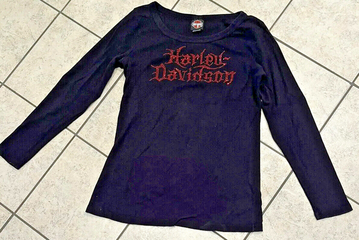 Harley Davidson Santa Barbara Womans Long Sleeve Shirt Black XL Cotton