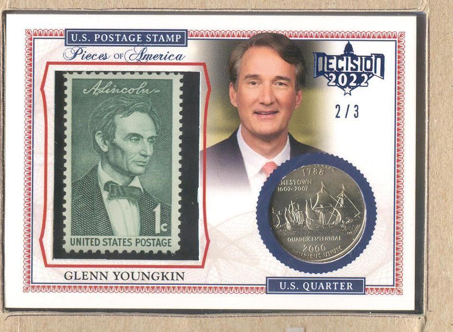 Glenn Youngkin POA10 2022 Decision 2022 Pieces of America Stamp Quarter Blue 2/3