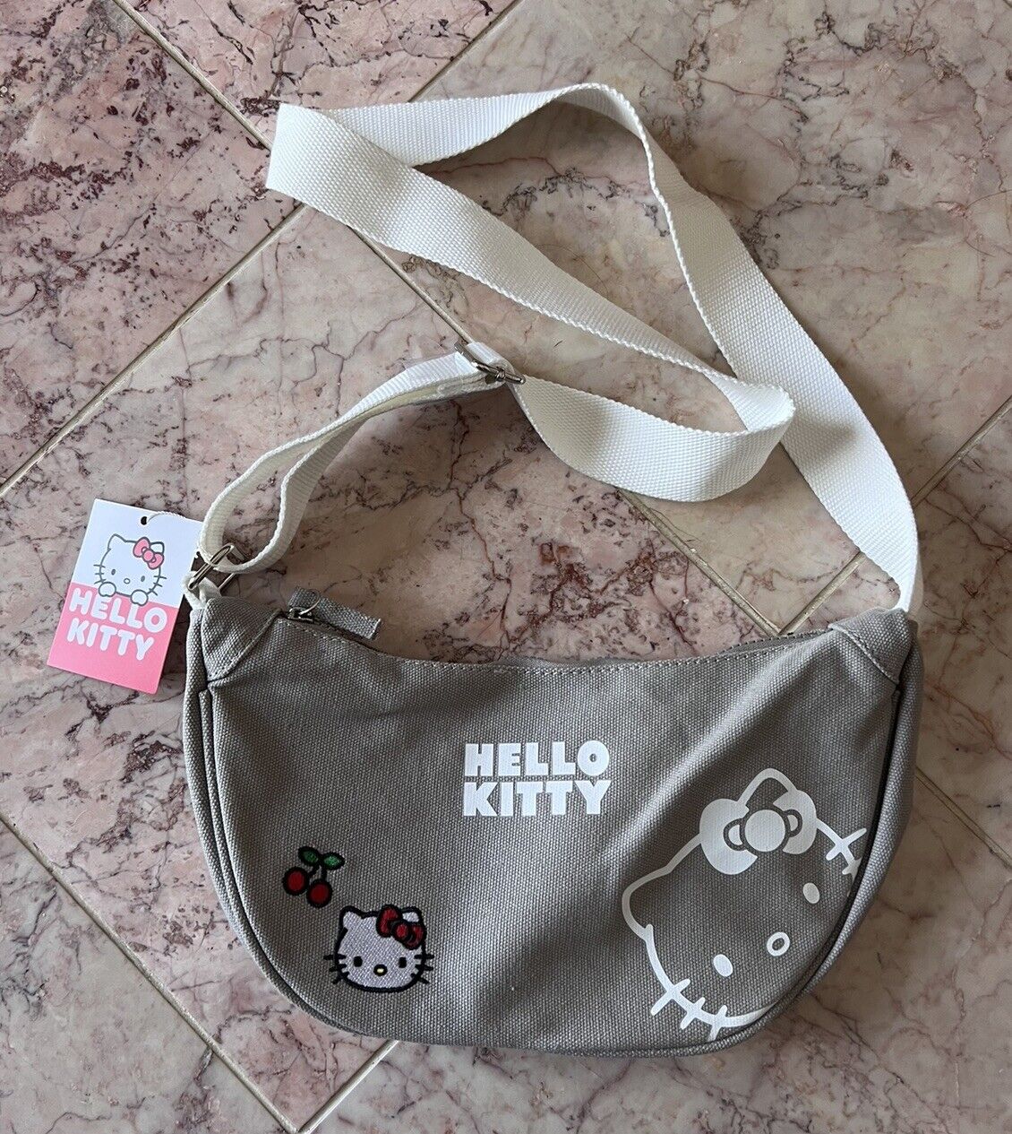 NEW Sanrio Hello Kitty Small Cotton Canvas Shoulder / Crossbody Hobo Bag