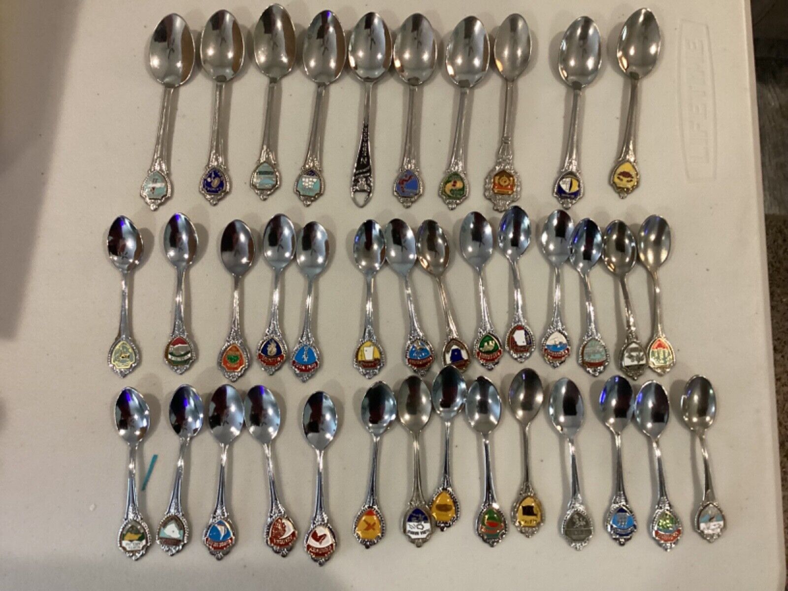 Large Vintage Lot of 38 Souvenir Spoons Different US States