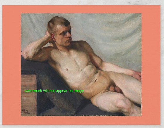 POSTCARD Print / Andersen VALDEMAR / Reclining nude male, 1920s